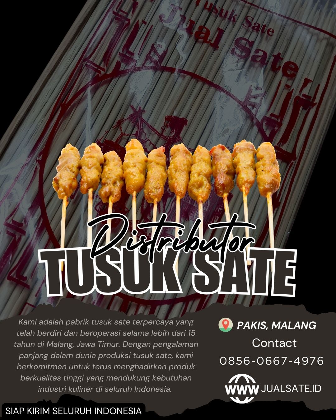 Tusuk Sate Malang Siap Kirim ke Bandung | Pabrik tusuk sate jualsate.id